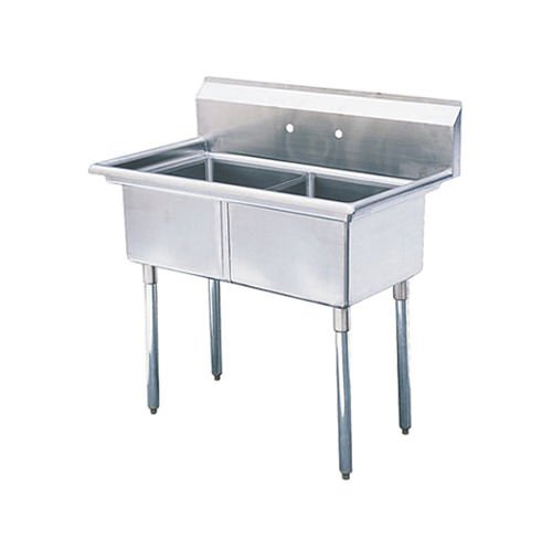 18″ x 21″ x 14″ Corner Drain Two Compartment Sink With No Drain Board SI821-2N-V