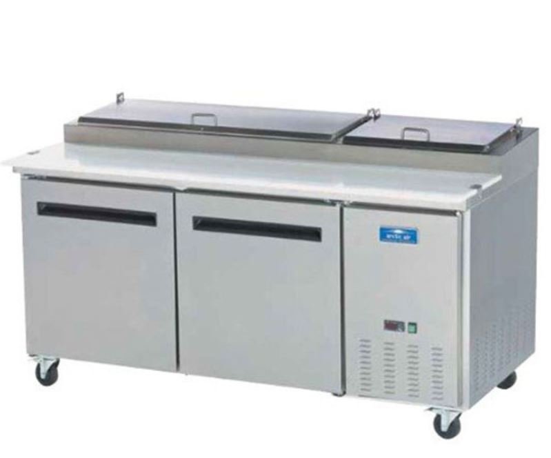 Clearance Arctic Air 71" 2 Door Solid SS Pizza Prep Table Cooler APP71R