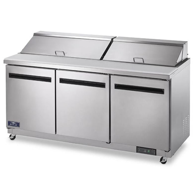 Clearance Arctic Air 72" 3 Door Solid SS Mega Top Sandwich Salad Prep Table Cooler AMT72R