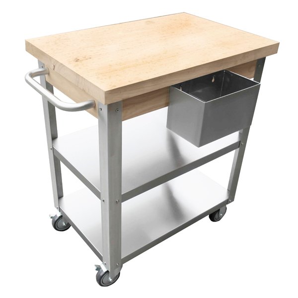 Mobile Food Preparation Rolling Wood Top Table/Cart 41516