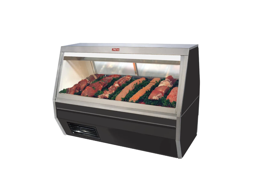 71" Red Meat Deli Display Case, with Black Trim Howard McCray SC-CMS35-6-BE-LED