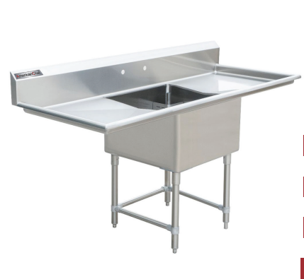 18" Corner Drain One Compartment Sink With Both Drainboards SS1818-RL