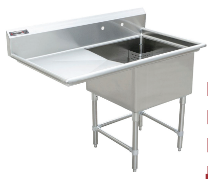 18" Corner Drain One Compartment Sink With Left Drainboard SS1818-L