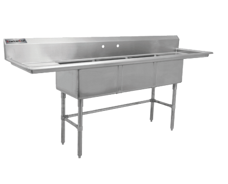 18" Corner Drain Three Compartment Sink With Left Drainboard TS1818-L