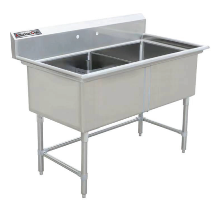 18" x 21" Corner Drain Two Compartment Sink With No Drainboards DS1821-0