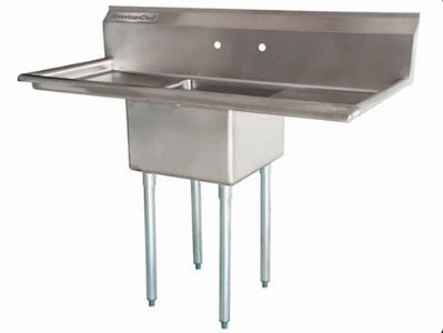 24" Corner Drain One Compartment Sink With Both Drainboards SS2424-RL