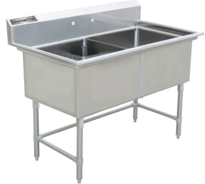 24" Corner Drain Two Compartment Sink With No Drainboards DS2424-0