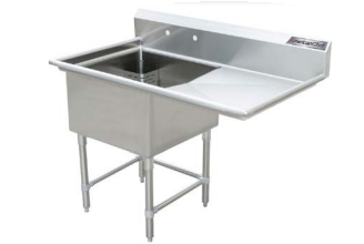 24" Corner Drain One Compartment Sink With Right Drainboard SS2424-R
