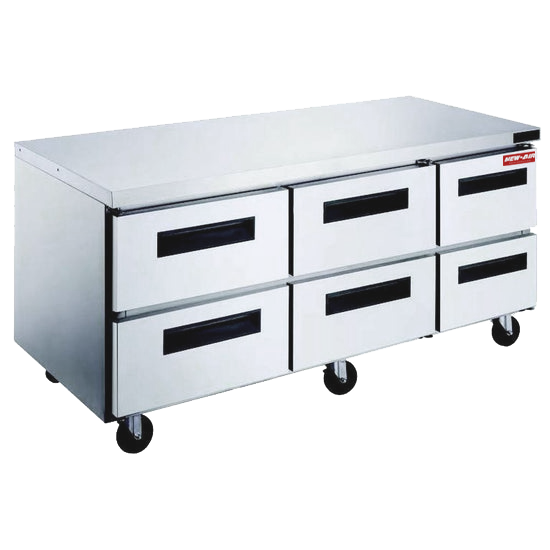 72″ Stainless Steel Undercounter Refrigerator with Drawers New Air NUR-72-6D