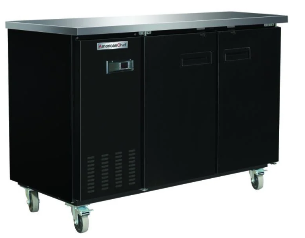 90" Commercial 2 Solid Door Back Bar Refrigerator American Chef BB2-90