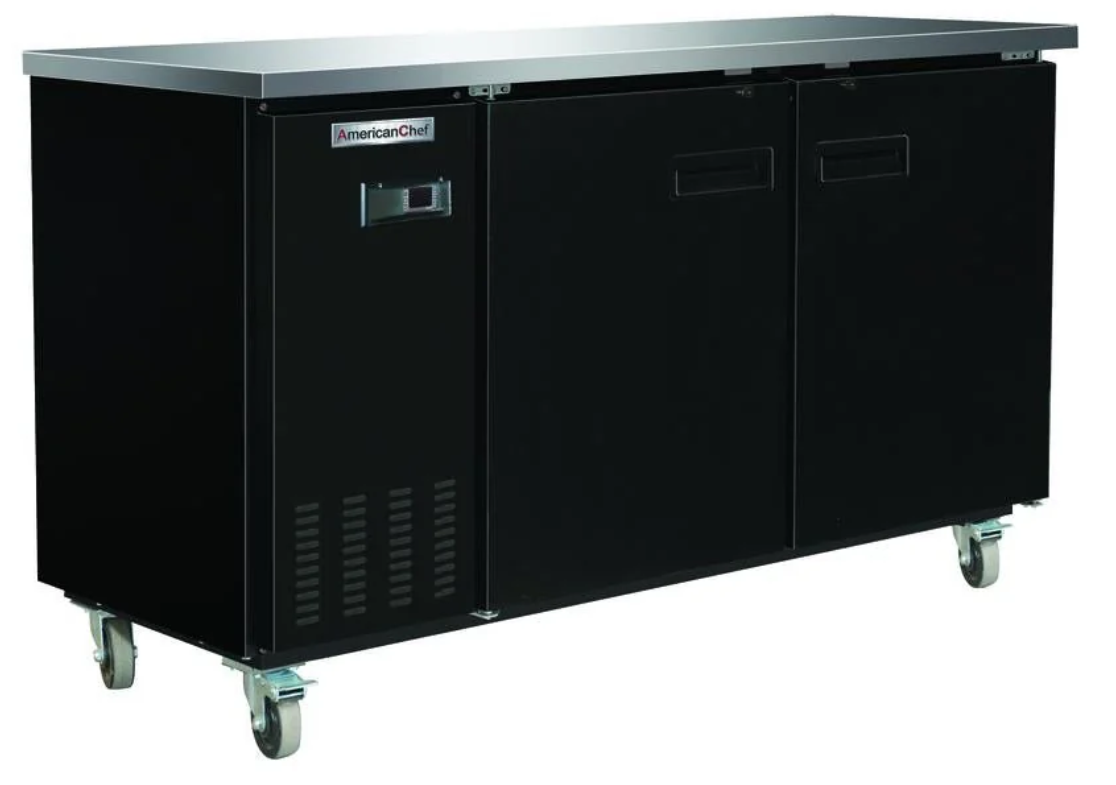 69" Commercial 2 Solid Door Back Bar Refrigerator American Chef BB2-69