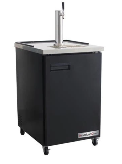 30" Single Door Beer Dispenser Refrigerator with Single Tap Tower American Chef BBDD1-30B