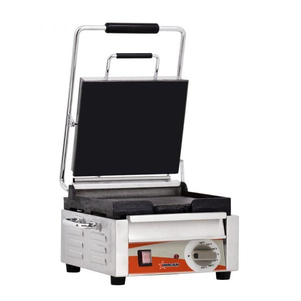 Omcan Single Panini Smooth Top & Bottom Grill 10" x 11" 21464