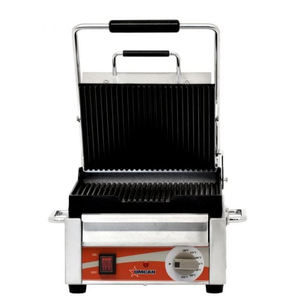 Omcan Single Panini Grooved Top & Bottom Grill 10" x 11" 19935