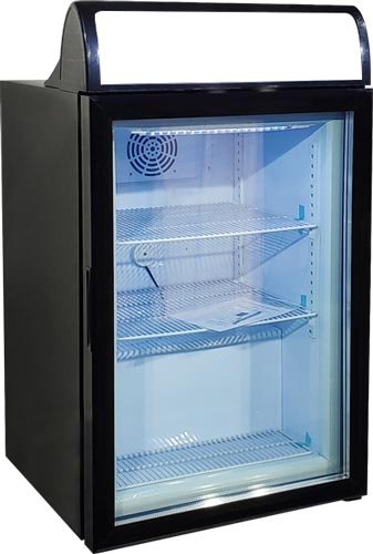 Omcan Countertop Black Display Freezer with Header Panel 23" Wide 98L 44526