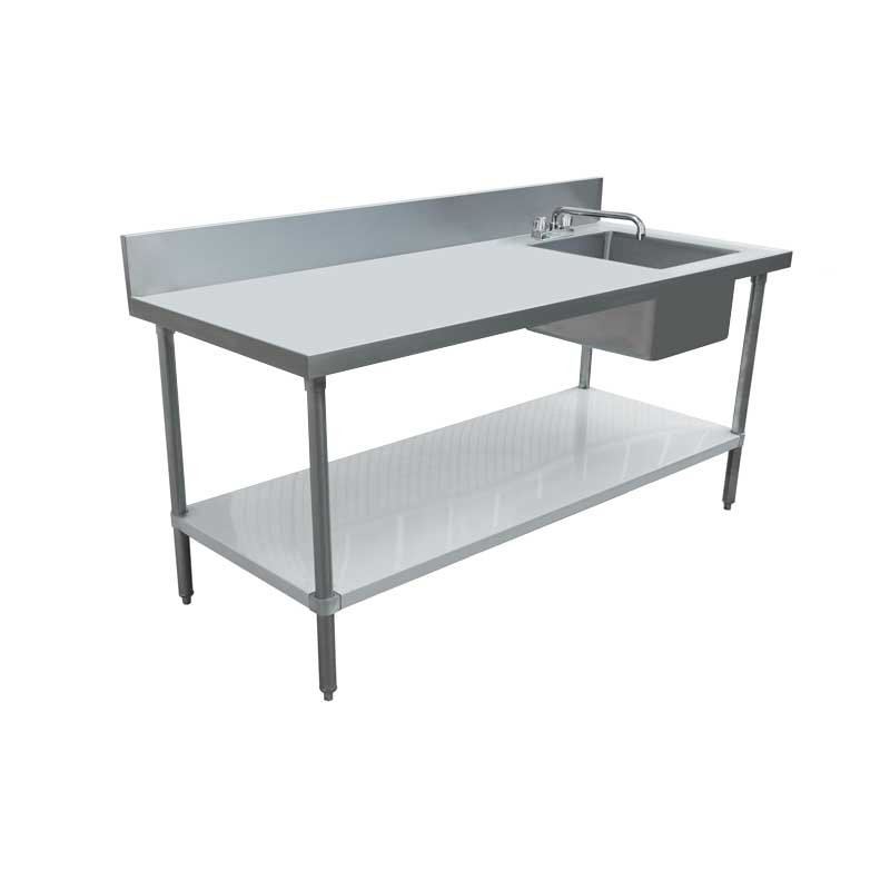 Omcan All Stainless Steel Table with Right Sink and 6″ Backsplash 30″ x 60″ 43238