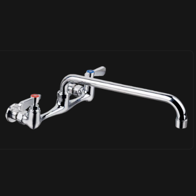 8" on Center Faucet Wall-Mounted Faucet 12" Spout for Compartment Sink or Other FW-8-12