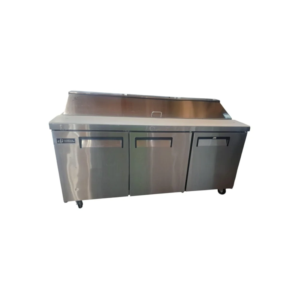 Restored Like New EFI CSDR3-72VCX Refrigerated Prep Table - 3 Solid Door - 70 Inch