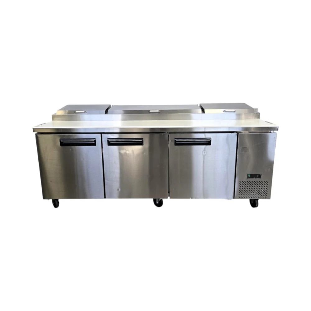Restored Like New EFI CPDR3-93VC Refrigerated Pizza Prep Table - 3 Solid Door - 93 Inch