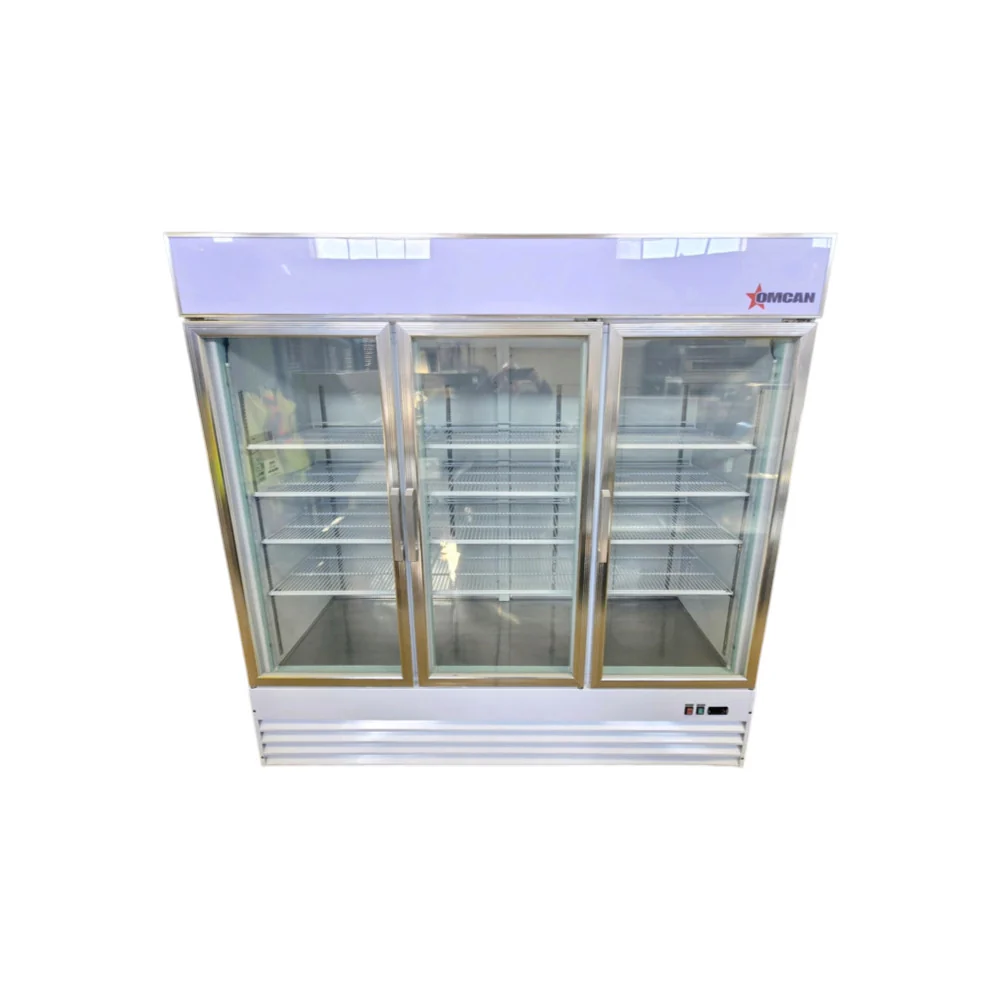 Restored Like New Omcan FR-CN-0052-HC Upright Merchandiser Freezer - 3 Glass Door - 80 Inch