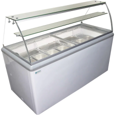 Gelato 4 Pans (5L) Dipping Cabinet Display Freezer 28-1/2" Wide with Sneeze Guard 6.4 CuFt