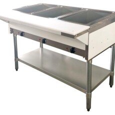 Commercial 3 Pan Electric Open Well Steam Table with Cutting Board and Under-Shelf 44-inch 46574