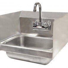Omcan 15.25" x 17" x 13.5" Wall Mounted Hand Sink with Faucet and Side Splashes 37867