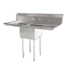 Omcan One Tub Sink with 3.5″ Center Drain and Two Drain Boards 18″ x 21″ x 14″ 43774