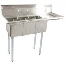 Omcan Stainless Steel Space Saver Sink with 16″ Right Drain Board with Corner Drain 10″ x 14″ x 10″ 39763
