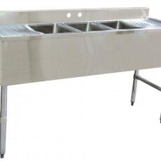 Omcan Under Bar Sink with 3 Compartments with Two Drain Boards 25274