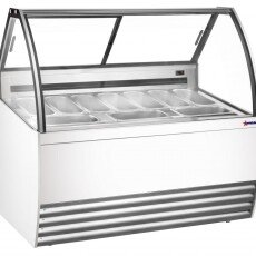 Omcan Gelato Display Showcase 55″ (White Exterior) with 10 Pans 47498