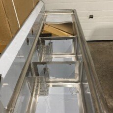 Clearance Omcan Stainless Steel 3 Compartment Sink on legs with Right Drain Board 22116-CL