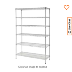 Clearance Commercial Grade Heavy Duty Steel 6 Wire Shelving Unit in Chrome 3900 lbs