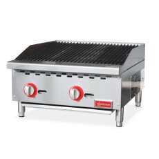 24" Countertop Radiant Gas Stainless Steel 2 Burner Broiler Cooktop 47377