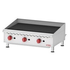 36" Countertop Radiant Gas Stainless Steel 3 Burner Broiler Cooktop Omcan 47378