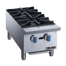 *12" Wide 2 Burner Hot Plates NG/LPG Gas Blue Lava BLHP12