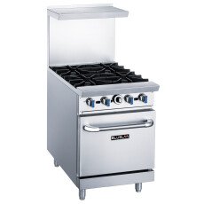 24" Wide Gas 4 Burner Range Oven NG or LP Gas Blue Lava BLR24-4B