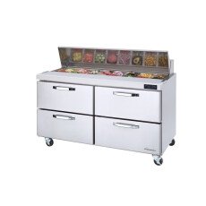 60" Sandwich Prep Table 4 Drawers Blue Air BLPT60-D4-HC