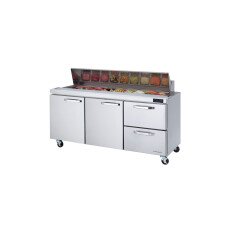 72" Sandwich Prep Table Right Drawers Blue Air BLPT72-D2R-HC