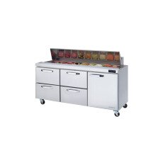 72" Sandwich Prep Table 4 Drawers Right Door Blue Air BLPT72-D4LM-HC
