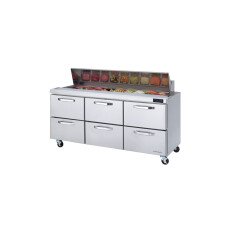 72" Wide Sandwich Prep Table 6 Drawers Blue Air BLPT72-D6-HC