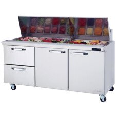 72" Mega Top Sandwich Prep Table Left Drawers Blue Air BLMT72-D2L-HC