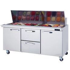 72" Mega Top Sandwich Prep Table Center Drawers Blue Air BLMT72-D2M-HC