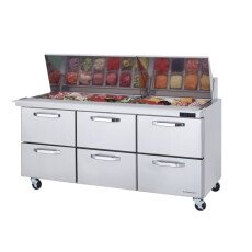 72" Mega Top Sandwich Prep Table 6 Drawers Blue Air BLMT72-D6-HC