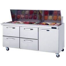72" Mega Top Sandwich Prep Table 4 Left Drawers Blue Air BLMT72-D4LM-HC