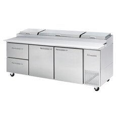 93" Pizza Prep Table 2 Left Drawers & 2 Right Doors Blue Air BAPP93-D2L-HC