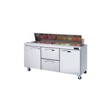 72" Sandwich Prep Table Middle Drawers with L&R Doors Blue Air BLPT72-D2M-HC