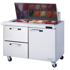 48" Mega Top Sandwich Prep Table Left Drawers Blue Air BLMT48-D2L-HC