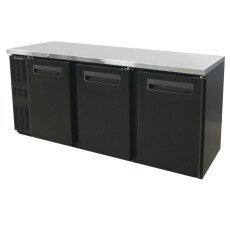 72" Narrow Back Bar Solid 3 Door Locking Cooler Blue Air BNB-72BT-HC