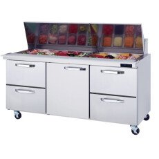 72" Mega Top Sandwich Prep Table L&R Drawers Blue Air BLMT72-D4RL-HC